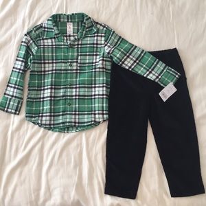 Carters boys flannel and pant set